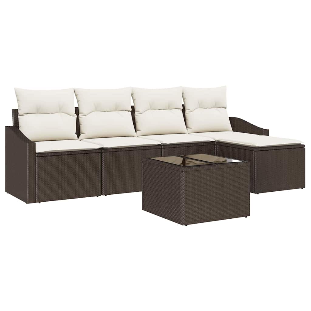 Garten Essgruppe mit Kissen mit Speicher 6 pcs Braun und Creme